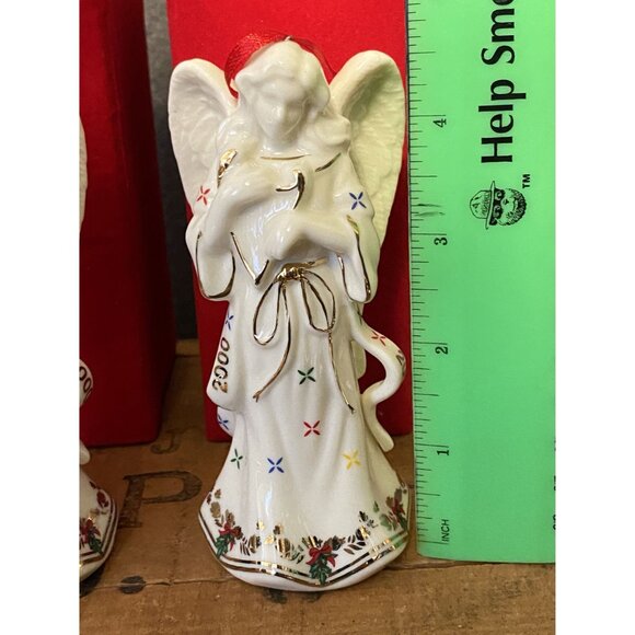 2 (Pair) Lenox 2000 Porcelain Angel Figurines Ornaments Red Gift Boxes NIB - Picture 4 of 11